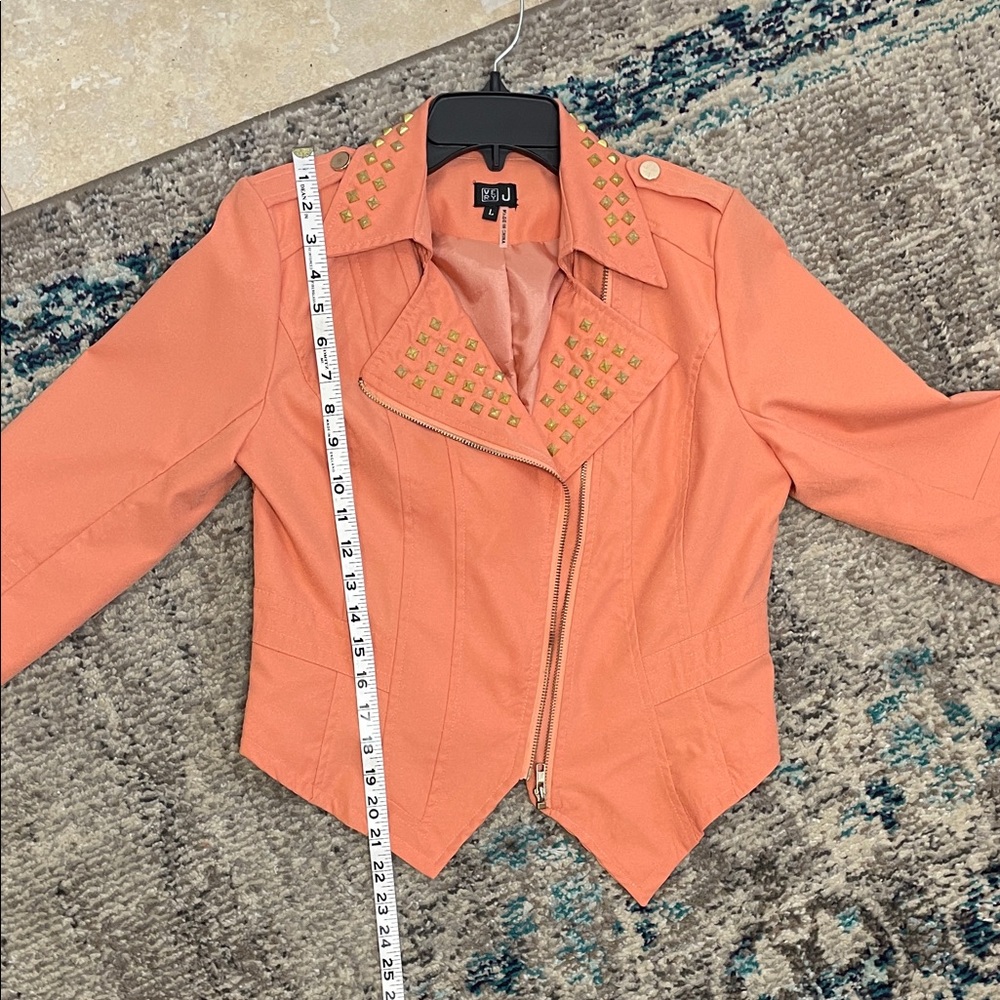 Gold Studded peach moto Jacket - Picture 8 of 17